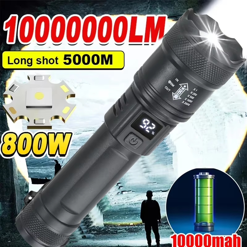 High Strong Power LED Flashlight 2000LM Tactical Torch – Durable, Rechargeable & Portable